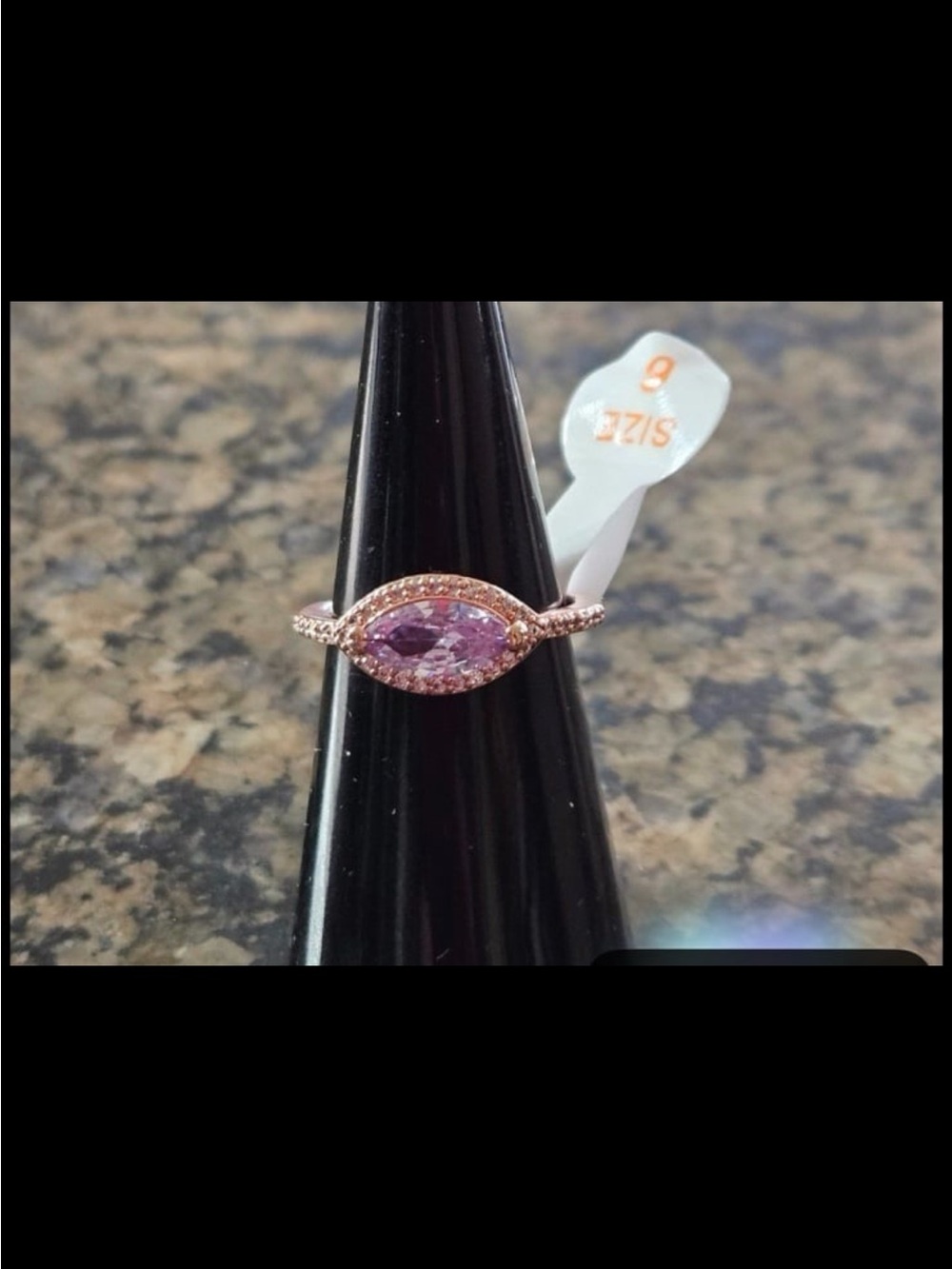Fancy in love RBP6125 lavender topaz cubic zirconia rose, gold plating, size 6